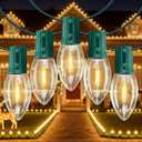 C9 Christmas Lights Outdoor, 100 FT 100 LED Vintage Warm White C9 String Lights Connectable for Christmas Tree Roofline Patio Garden Backyard Holiday Party Indoor Outdoor Decoration, Green Wire