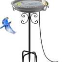 Daoeny Heated Bird Bath for Winter, 100W Heated Bird Baths for Outdoors Thermostat Control with 5-Prong Metal Base, Heated Bird Bath for Outside Winter Garden Patio Yard Lawn (Grey) (Gray)