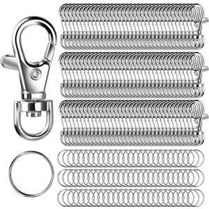 LEOBRO 240PCS Lobster Claw Clasps and Key Rings, Keychain Making Kit, 120PCS Keychain Clips and 120PCS Key Chain Ring, for Keychains, Lanyard, Jewelry Making, Art Crafts, Silver