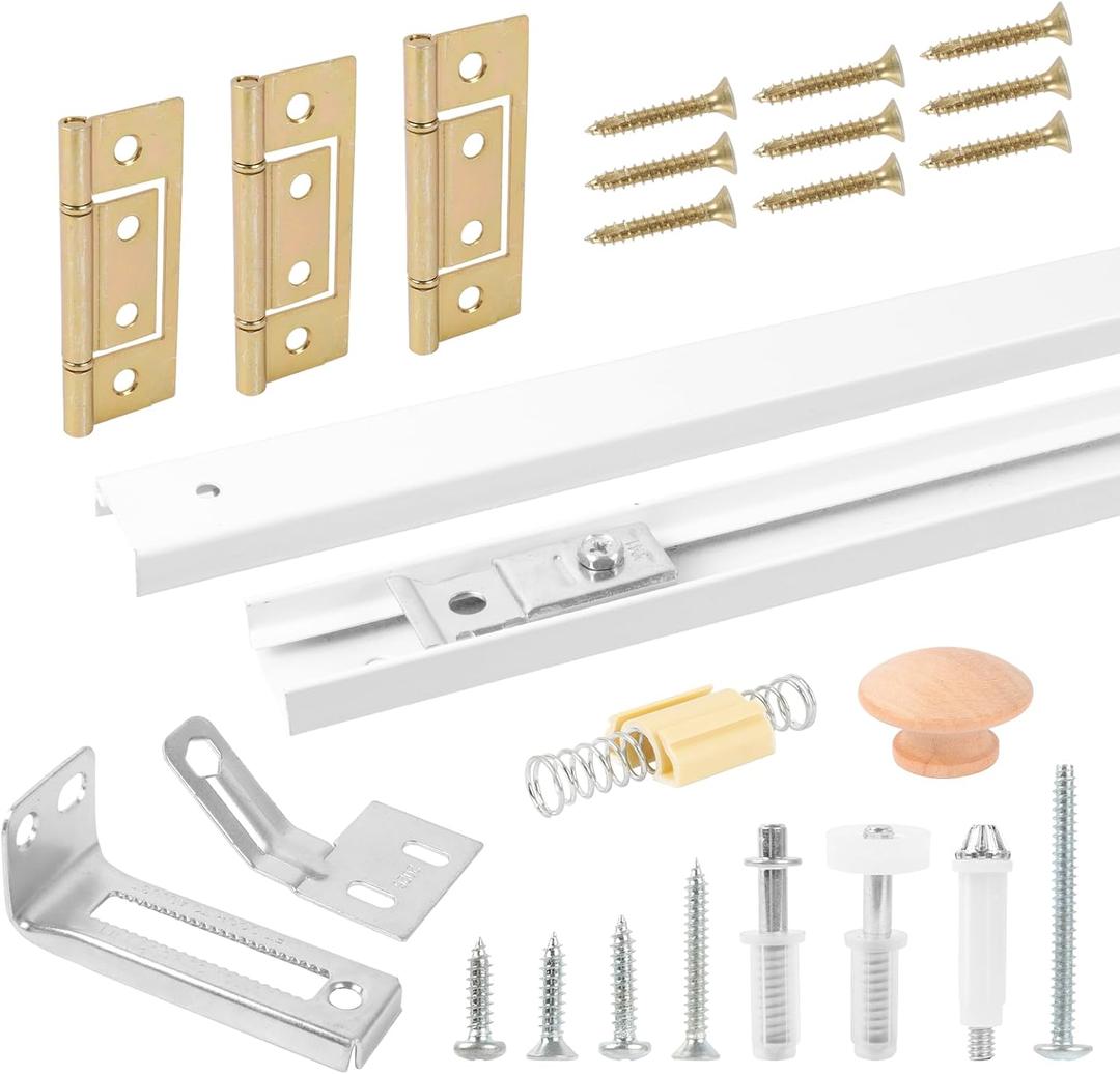 Bifold Door Hardware with Track, 30 Inch Bi-fold Closet Door Track Kit with Installation Manual