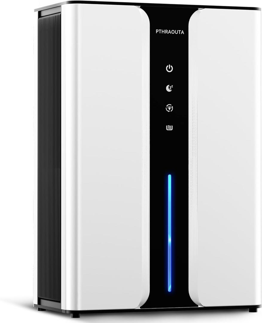 95oz Home Dehumidifier, (950 sq.ft) Quiet dehumidifier for Bedroom Bathroom with Drain Hose, with Air Reusable Filter Indoor (White)