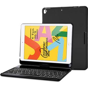 ProCase 360 Rotation Keyboard Case with 7 Colors Backlit for iPad 10.2" (2021 9th Gen/ 2020 8th Gen/ 2019 7th Gen), Protective Smart Cover with Wireless Keyboard for 10.2 iPad 9th/8th/7th -Black