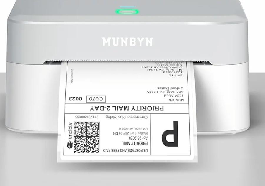 MUNBYN Bluetooth Thermal Label Printer RW403B, Wireless 4x6 Shipping Label Printer for Small Business, Compatible with Android, iPhone, Windows, Mac, Chromebook, Print Width 1.57"-4.25" (Grey)