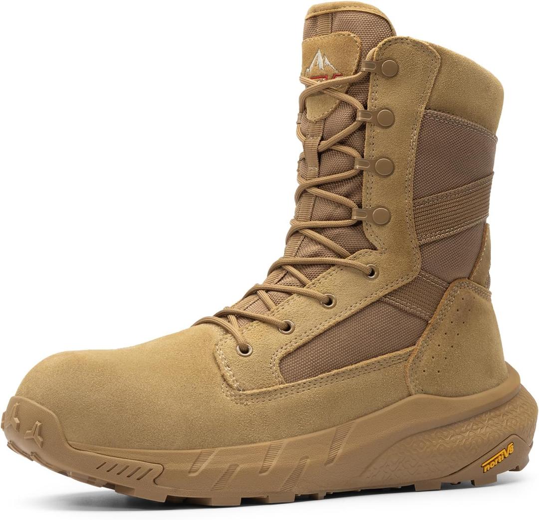 NORTIV 8 Men's 8" Composite Toe Work Boots, Lightweight Side Zipper ASTM F2412-24 & ASTM F2913-24 Safety Military Boots for All-Day Comfort, Peakforce-Nano 10