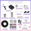 40PSI Airbrush Kit with Air Compressor, Portable Air Brush Kit with 10 AirBrush Paint & 3 Quick-Release Nozzle Sets Dual-Action Gravity Feed Airbrush Kit for Nail Art Painting Makeup Cake
