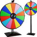 T-SIGN 24 Inch Dual Use Spinning Prize Wheel 14 Slots Color Tabletop and Floor Roulette Wheel of Fortune with Dry Erase Marker and Eraser Win The Fortune Spinner Game for Carnival Trade Show