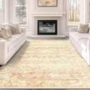 9x12 Area Rug, Modern Abstract Non-Slip Washable Carpet for Living, Bedroom & Dining Room, Soft Faux Wool Rugs for Hardwood Floors, Pink