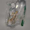 Serving Spoon and Fork Set, 304 Stainless Steel Serving Utensils with Natural Bamboo Handle, 10" Long Handle Serving Set for Kitchen Party Buffet, 4 Pieces / 2 of Each