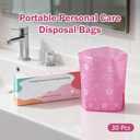 Portable Sanitary Napkin Disposal Bags,Box Design with Pull-Out Feature, Flat Bottom Gusset Design for Quick Use, Opaque for Privacy, Leakproof Adhesive Seal Locks in Odors, Travel-Size Case, 30 Count