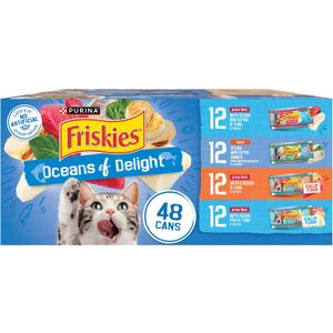 Friskies Purina Meaty Bits Cat Food Variety Pack, 24 Pack 5.5 oz Cans BBD: 06-2027