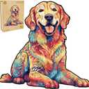 WOODBESTS Wooden Puzzles for Adults - Loyal Golden Retriever, Dog Wooden Jigsaw Puzzle, Unique Animal Wood Puzzles Adult, Xmas Gifts for Puzzle Lovers(300 Pcs, L, 15.7"x14.9")
