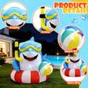 4FT Inflatable Shark with Beach Ball for Summer Outdoor Decor, Blow Up Shark Built-in 3 LED Lights for Beach Pool Ocean Party Decorations, Birthday Party Supplies, Yard Garden Indoor Photo Backdrop