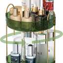 COMVTUPY 360° Rotating Makeup Organizer - Large Capacity Makeup Skincare Perfume Organizer Bathroom Organizer for Countertop Green 2 Tier