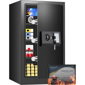 [27.56''] Tall Safe Box, Home Safe with Fireproof Waterproof Bag, 6.2 Cuft Anti-Theft Digital Security Lock Box with Smart Alert System, Removable Shelf, Mute Function, Document Safes for Jewelry