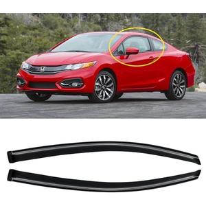 Window Rain Guards for 2012-2015 Honda Civic Coupe (2-Doors), Window Visor Guard Vent Wind Shade Deflector Rain Shield Protector Sun Visor for 12-15 Civic 2013 2014,Tape-on/Outside-Mount, 2 PCS