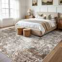 9x9 Square Living Room Area Rug Washable Non-Slip, Brown Beige