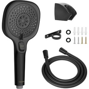 RV Shower Head with Hose and On Off Switch, 3-Spray Camper Water Saving and High Pressure Shower Head with Hose for RV, Camper, Van, Travel Trailer, Motorhome and Boat, Matte Black