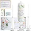 Extrogif 3 Unity Wedding Candles Set with Candle Holder for Ceremony Set, Glass Candlesticks and Pillar Taper Candles - Catholic Bible Religious Weddings Accessories