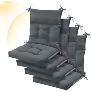 Sintuff 44 x 21 x 4 Patio Chair Cushions Outdoor Chair Cushions Seat/Back Tufted Pillow with Ties All Weather Replacement Indoor Patio Furniture Outdoor Furniture(Dark Grey,4 Pcs)