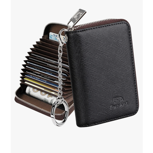 FurArt Zipper Wallet Women, RFID Blocking Credit Card Wallet, Business Card Holder, Compact Size KeyChain Wallet