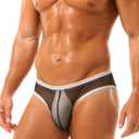 Men's Sexy Underwear Sheer Breathable Mesh Pouch See-through Briefs (XXL)