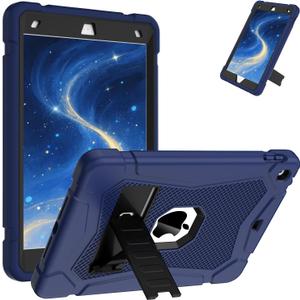 AVAWO Case for iPad 9th/8th/7th Generation(10.2 inch, 2021/2020/2019), Heavy Duty Military Grade Shockproof Protective Cover with Built-in Stand/Pencil Holder for i Pad 9/8/7 Gen, Navy Blue