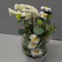 Artificial Flowers Potted, 12.2' Small Flower Arrangement with White Daisy Lavender in Metal Pot, Fake Floral Centerpieces for Tables Spring Summer All Season Home Indoor Decaorations (Cream)
