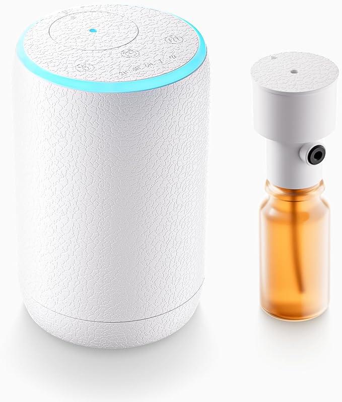 Waterless Diffuser Cordless Car Diffuser for Essential Oil Aroma Mist Diffusers Large Room Portable USB Travel Oil Diffuser for Hotel Home Long Run - White