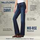 WallFlower Luscious Curvy Bootcut Jeans for Women, Mid-Rise Insta Stretch Denim, Size-Inclusive Juniors Jeans (Blue, M)