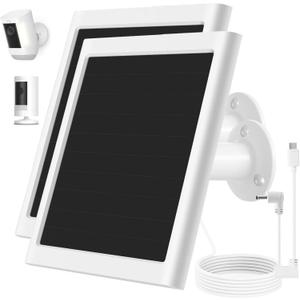 Solar Panel Charger for Ring Camera, Compatible with Stick Up Camera Battery, Ring Spotlight Plus/Pro, Stick up Pro, Waterproof 6w5v (White-2Pack)