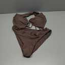 Meetall Women's High Cut String Triangle Bikini Set Swimsuits Sexy Bathing Suits 2 Piece (Large, Brown)
