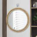 SWTHONY 18 Inch Boho Round Hanging Wall Mirror Decorative Rattan Circle Mirrors for Farmhouse, Living Room, Bedroom
