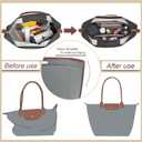 Felt Purse Organizer Insert for Longchamp Le Pliage S Bag Handbag Leather edge Longchamp Organizer Insert (Light Gray, Small)
