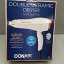 Conair Double Ceramic Hair Dryer with Diffuser | Blow Dryer with Ionic Conditioning | Includes Diffuser and Concentrator |White