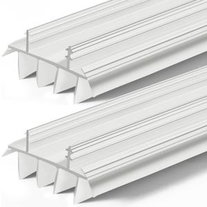 Pushglossy 2 Pcs 32" Inch Replacement Door Bottom with Vinyl Fins 1 3/4" Wide Threshold Seal Bottom of Door Weatherstrip Kerf Weather Stripping for 7/8" Between Barbs(White)
