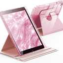 INFILAND Rotating Case for iPad 9th Generation (2021) / 8th Generation (2020) / 7th Generation (2019) 10.2 Inch 360 Rotating Cute Glitter Cover with Crystal Clear Back, Pencil Holder (Pink)