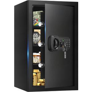 5.1 Cuft Large Safes for Home, Security Digital Fire Safe Box with Programmable Keypad, Spare Keys and Removable Shelf, Anti-Theft Water and Fireproof Document Safe Home for Money Medicine Valuables