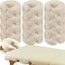 Macarrie 24 Pcs Face Cradle Covers for Massage Table Microfiber Reusable Soft Thicker Massage Table Headrest Covers Bulk Oil Proof Cradle Head Rest Sheets for Spa Beauty Salons(Beige)