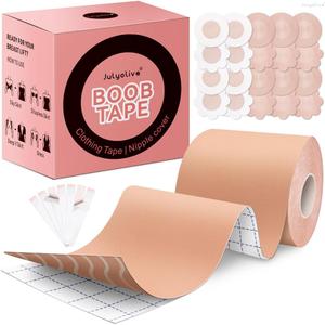 Boob Tape Kit- Boobytape for Breast Lift with Petals, Breathable Adhesive Sticky Bra Tape, Push Up Nipple Tape (2", Beige)