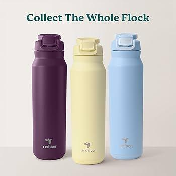 REDUCE Aura Vacuum Insulated 26 oz Water Bottle - Leak-Proof & Chug Spout for Quick Hydration - Keeps Drinks Cold for 30 Hours - Removable Handle for Travel or Gym - Soft Sit Base Yelow