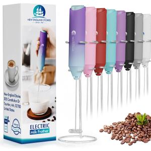 Powerful Milk Frother Handheld Foam Maker, Mini Whisk Drink Mixer for Coffee, Cappuccino, Latte, Matcha, Hot Chocolate, With Stand, North Light