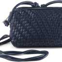 Woven Crossbody Bags for Women, Small Cross Body Braided Purse, Trendy Vegan Leather Shoulder Handbags with Strap | lightweight (Navy Blue)