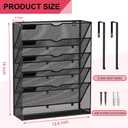 6-Tier Hanging File Organizer Office Cubicle Accessories for Work Organizer Wall Mount File Holder for Mails Folders Papers Magazine Organization, Black