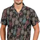 INGEAR Men's Short Sleeve Aloha Shirts Summer Beach Button Down Shirts Vacation Shirts Short Sleeve Casual Hawaiin Shirt (X-Large, Multi Pineapple)