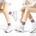 Retro Striped Crew Socks Sport Socks,Casual Cotton Stretchy Socks, with Seamless Toe for Men and Women Multicolor (White)