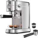Gevi Espresso Machine 20 Bar with Portafilter for Nespresso Original Capsules and Coffee Powder, Professional Espresso Maker with Milk Frother for Cappuccino, Latte, Compact Espresso Coffee Machine (Stainless Steel)