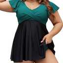 Edelqual Women's Plus Size Tankini Swimsuits Swim Dress Tummy Control Bathing Suits Two Piece High Waisted Swimwear 2025, 3XL