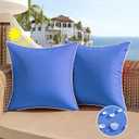 All Smiles Outdoor Waterproof Throw Pillow Covers 20x20 Set of 2 Navy Blue Decorative Patio Tent Bed Sofa Living Room Furniture Sunbrella Cushion Cases Outside Decor for Couch Garden Bench Porch