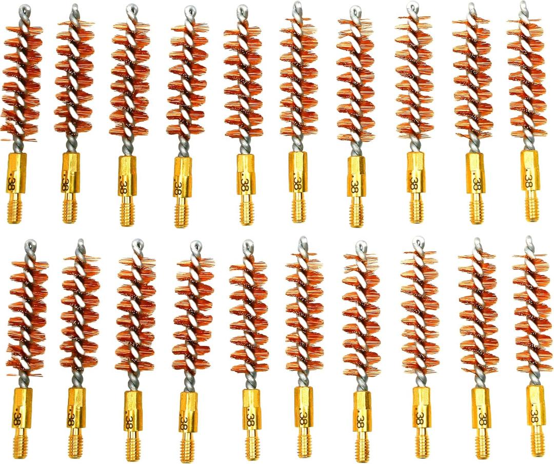Bronze Bore Brushes - Premium Quality Bore Brushes for Cleaning and Maintenance of Pistols and Rifles (38Cal Ptl, 20pack) Bronze Bore Brushes - Premium Quality Bore Brushes for Cleaning and Maintenance of Pistols and Rifles (38Cal Ptl, 20pack)