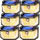 TECKNET 231 LED Motion Sensor Outdoor Lights, 6 Pack, 300 Solar Security Wall Lights, 3 Lighting Modes, IP65 Waterproof, PIR Motion Sensor for Outside, Fence, Garden, Yard, Deck, Garage - Warm White